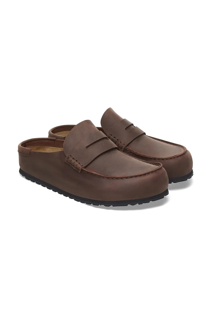 Шкіряні шльопанці Birkenstock Naples Wrapped LEOI коричневий 1029700
