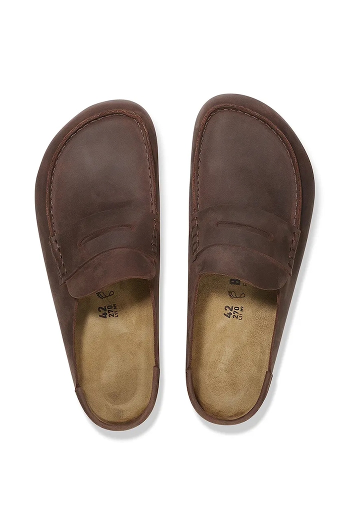 Шкіряні шльопанці Birkenstock Naples Wrapped LEOI 1029700 коричневий