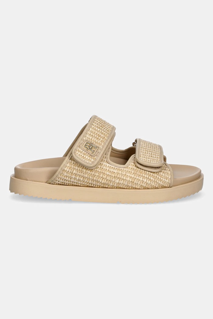 Šľapky Tommy Hilfiger TH DOUBLE STRAP RAFFIA SANDAL FW0FW08940 béžová SS25