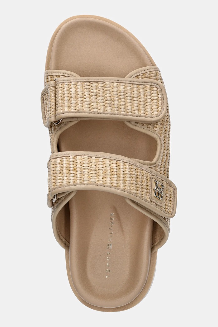 Šľapky Tommy Hilfiger TH DOUBLE STRAP RAFFIA SANDAL béžová FW0FW08940