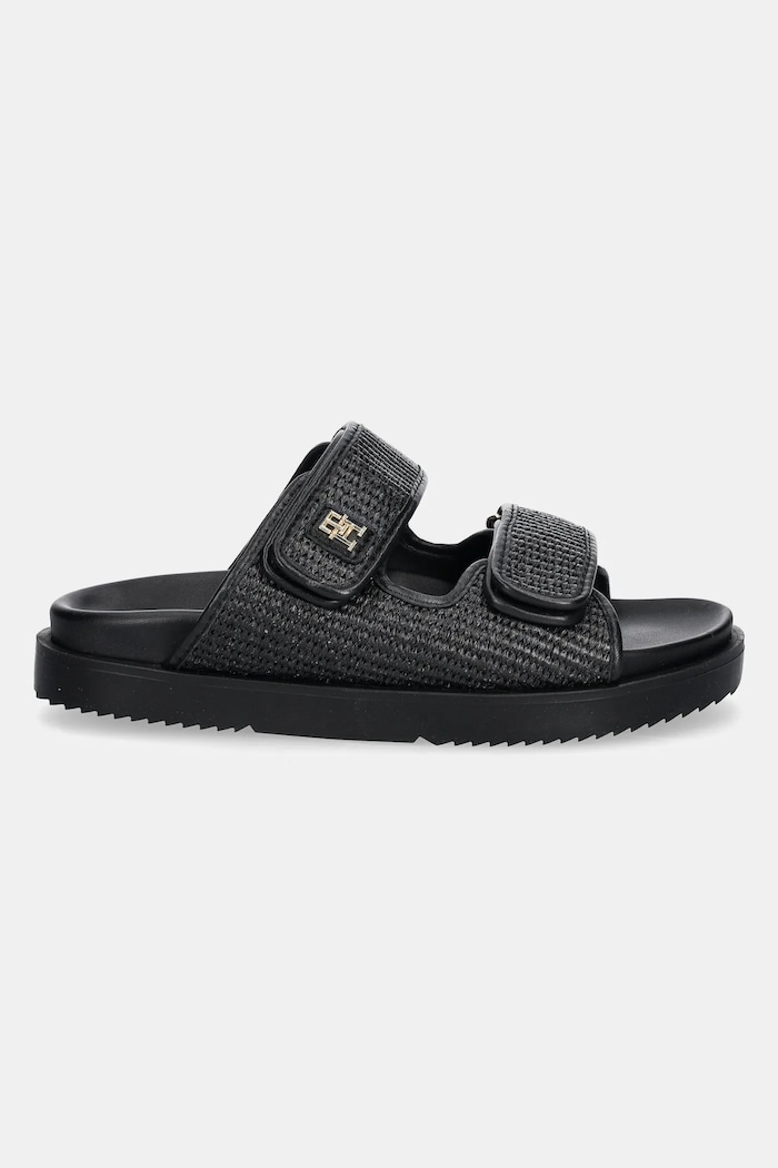 Tommy Hilfiger klapki TH DOUBLE STRAP RAFFIA SANDAL FW0FW08940 czarny SS25
