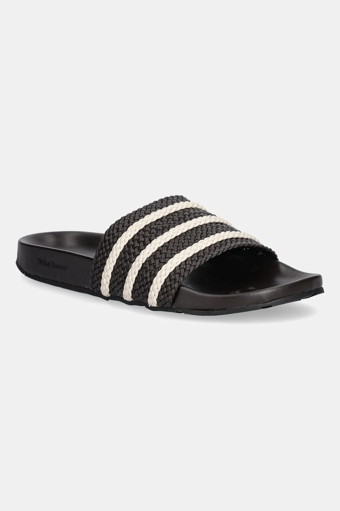 adidas Originals x Wales Bonner leather flip-flops Adilette grain leather brown JR0229