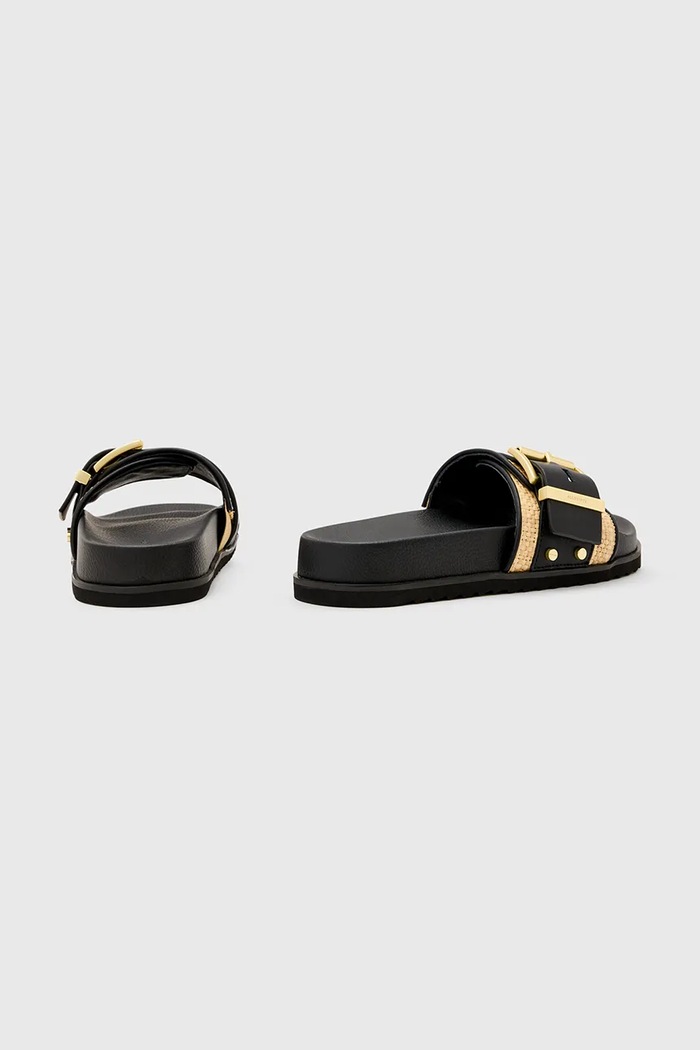 Boty Pantofle AllSaints Ellie Raffia Slider W003FD černá