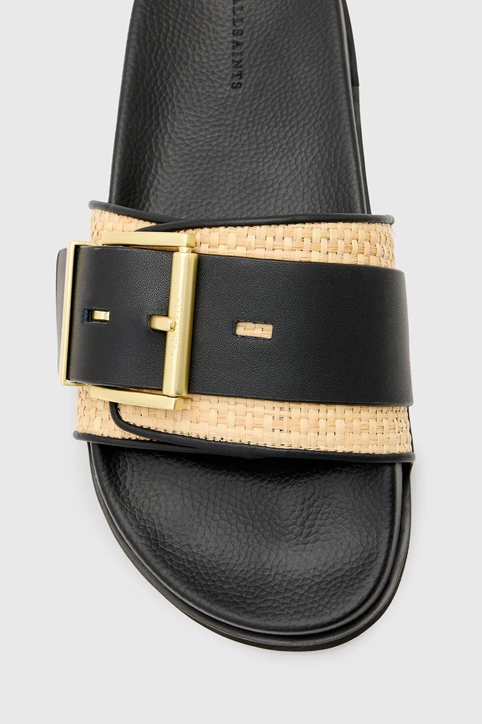 Pantofle AllSaints Ellie Raffia Slider W003FD černá