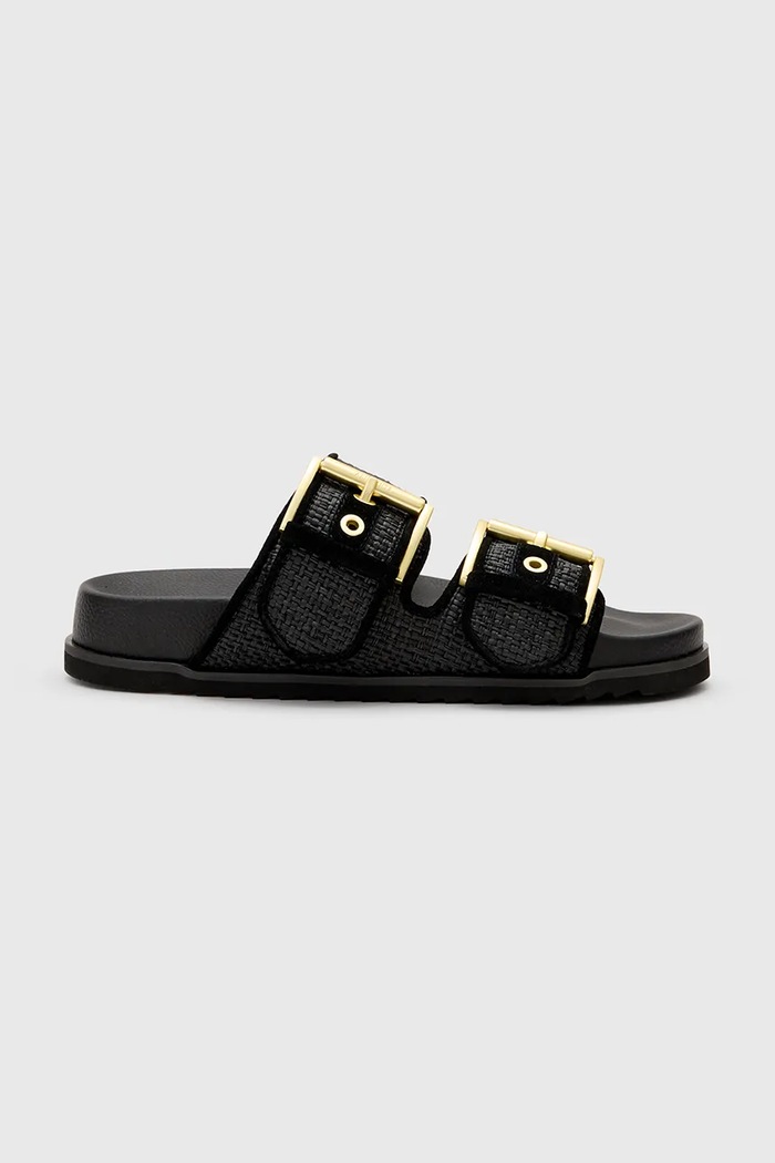 AllSaints Klapki Sian Raffia Sandal czarny W090FC