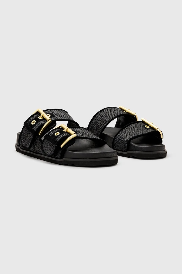 AllSaints Klapki Sian Raffia Sandal W090FC czarny SS25