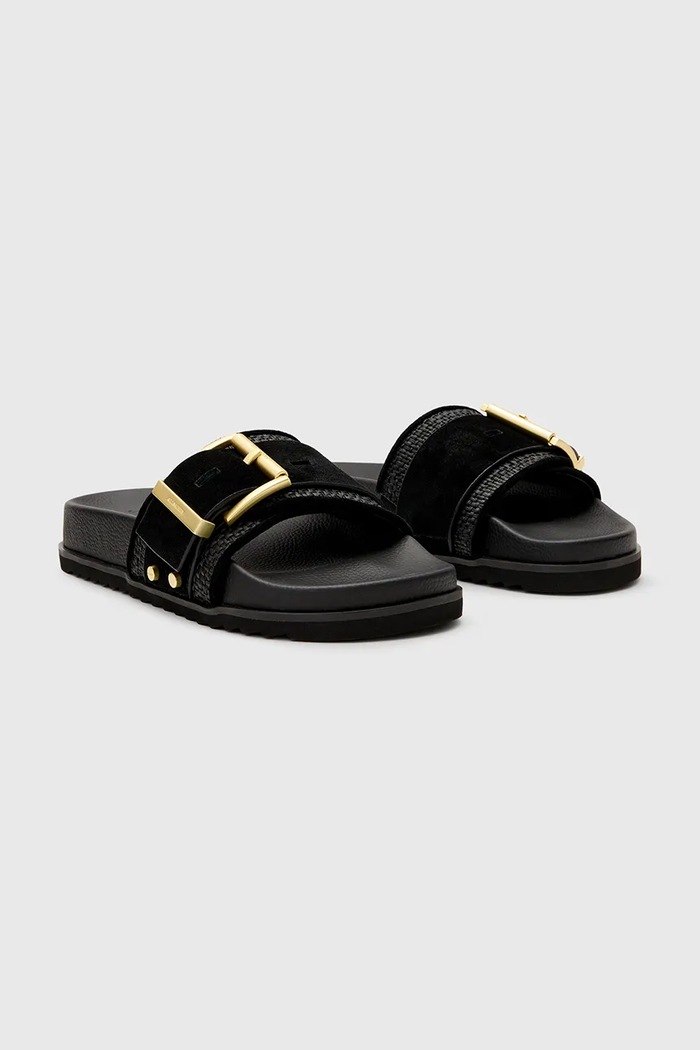 Pantofle AllSaints Ellie Raffia Slider W094FC černá SS25
