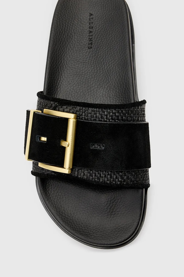 Pantofle AllSaints Ellie Raffia Slider W094FC černá