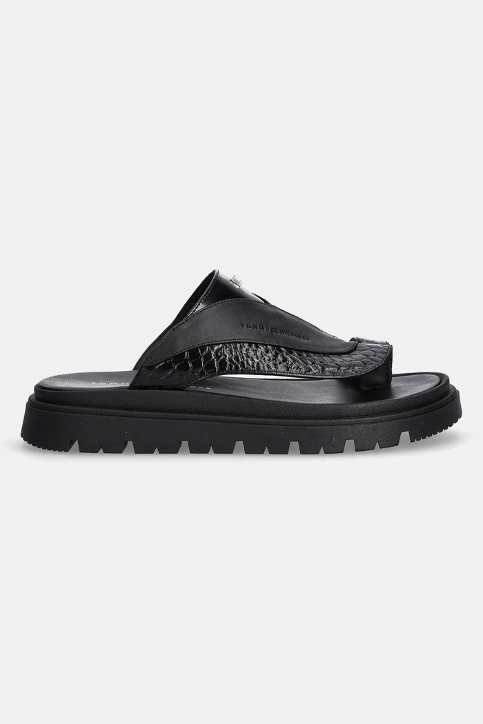 Kožené pantofle Tommy Hilfiger T4B2.33947 černá SS25