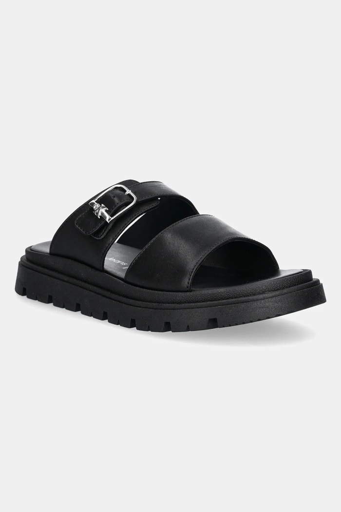 Detské kožené šľapky Calvin Klein Jeans čierna V4B2.83055