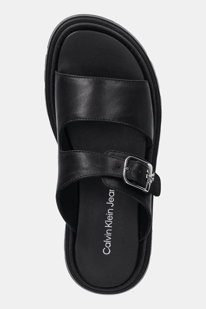 Detské kožené šľapky Calvin Klein Jeans čierna V4B2.83055