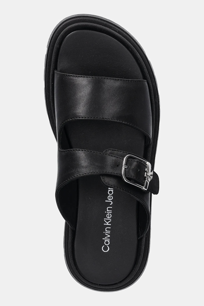 Detské kožené šľapky Calvin Klein Jeans čierna V4B2.83055