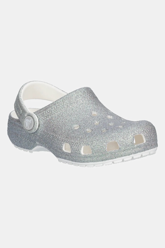 Pantofle Crocs CLASSIC IRIDESCENT GLITTER CLOG KIDS stříbrná 210986.CROCS.CLASSIC.IR