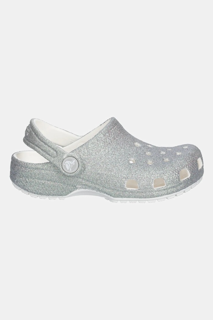 Pantofle Crocs CLASSIC IRIDESCENT GLITTER CLOG KIDS 210986.CROCS.CLASSIC.IR stříbrná SS25