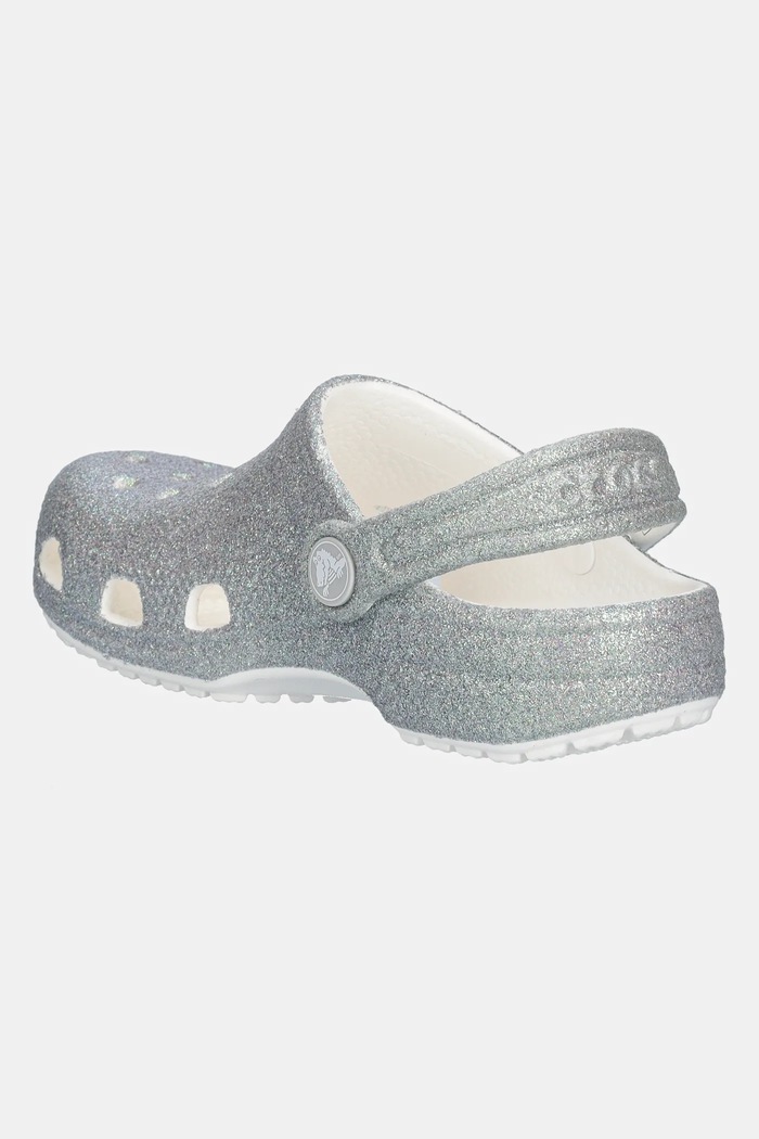 DÍVKA Pantofle Crocs CLASSIC IRIDESCENT GLITTER CLOG KIDS 210986.CROCS.CLASSIC.IR stříbrná