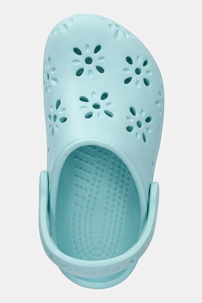 Šľapky Crocs CLASSIC FLORAL CUT OUT CLOG KIDS tyrkysová 210943.CROCS.CLASSIC.FL