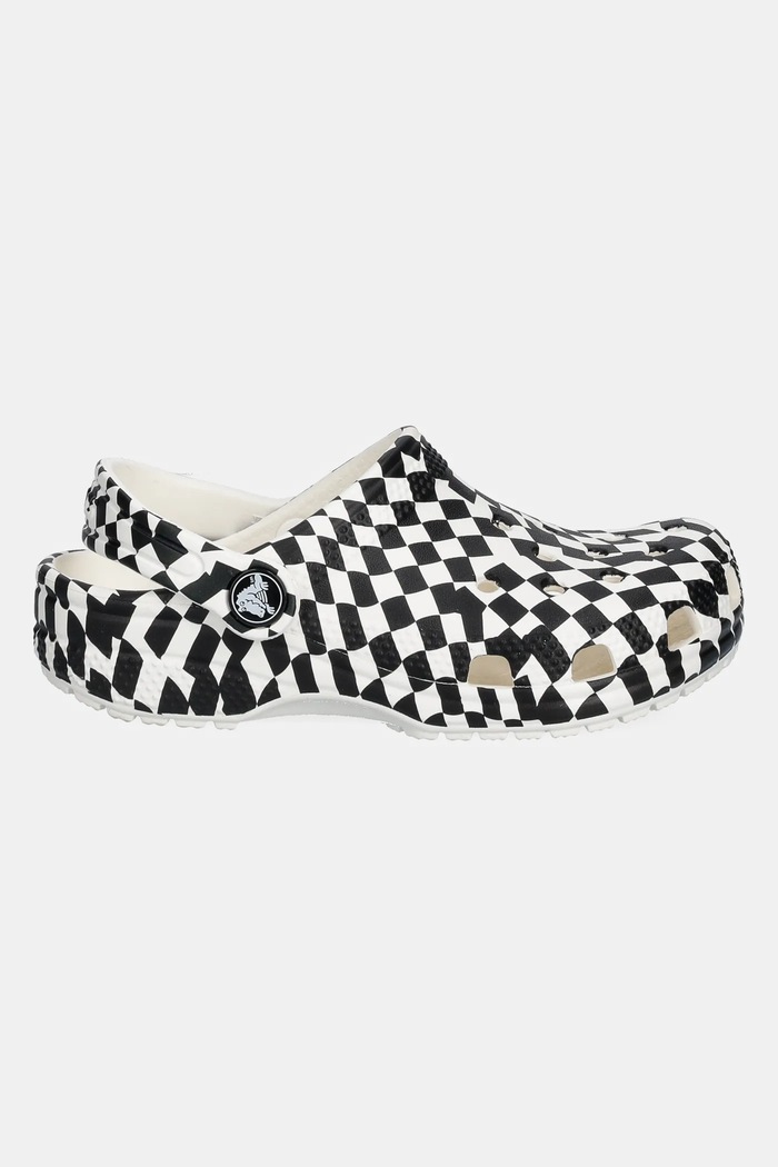 Crocs ciabatte slide CLASSIC WARPED CHECKER CLOG KIDS 210990.CROCS.CLASSIC.WA nero SS25