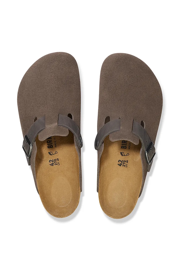Обувь Замшевые шлепанцы Birkenstock Boston 1029210 зелёный