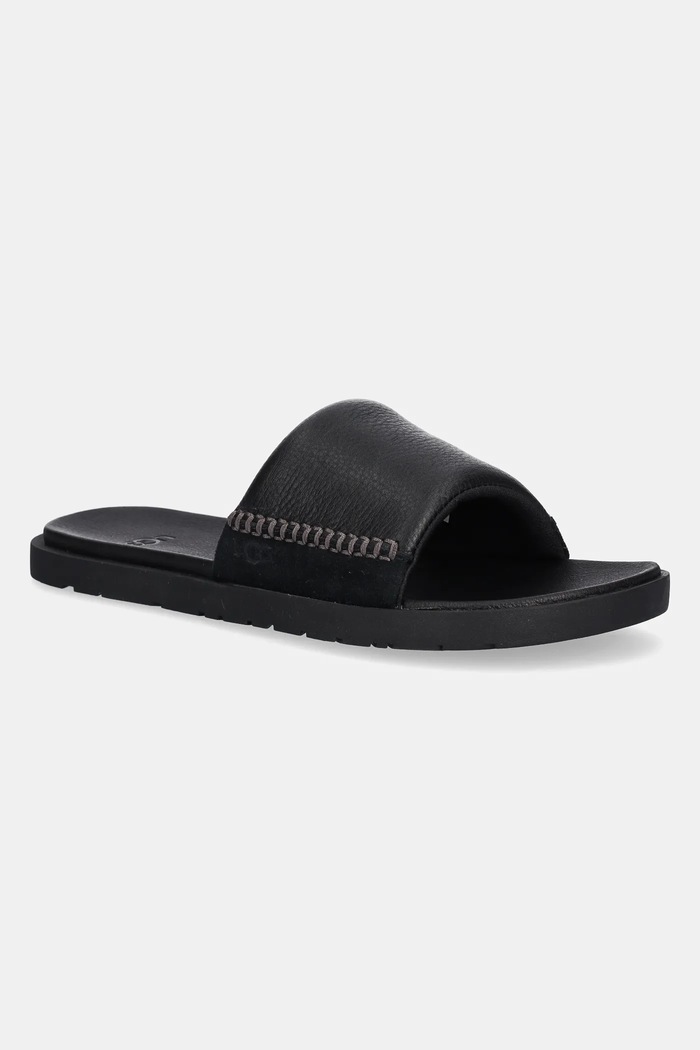 Шкіряні шльопанці UGG Seaside II Slide лицьова шкіра чорний 1166593.BLK