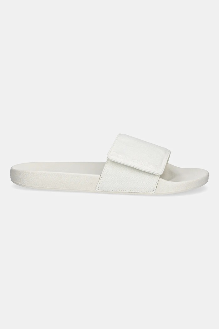 Šľapky Calvin Klein ADJ POOL SLIDE CANVAS LOGO HM0HM01749 béžová SS25