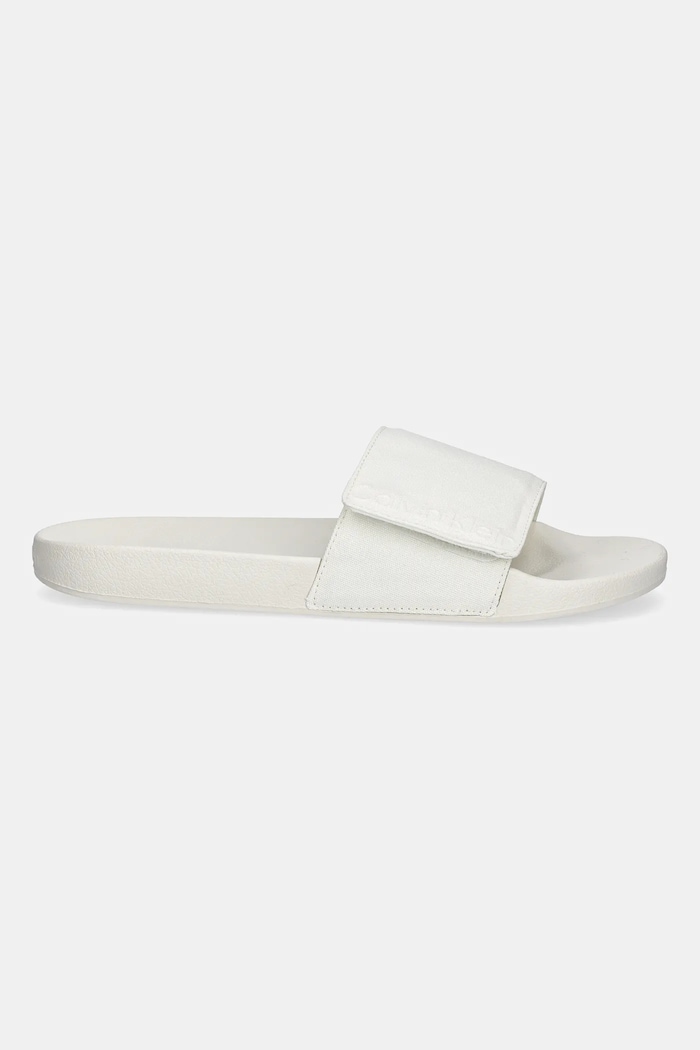 Šľapky Calvin Klein ADJ POOL SLIDE CANVAS LOGO HM0HM01749 béžová SS25