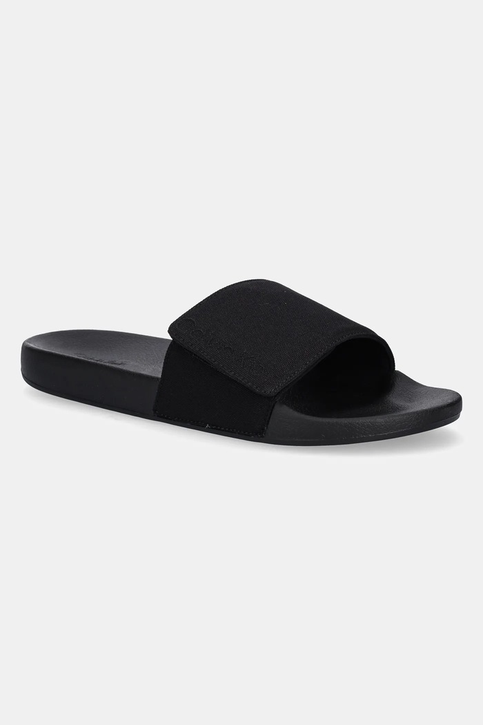 Šľapky Calvin Klein ADJ POOL SLIDE CANVAS LOGO Planet friendly čierna HM0HM01749