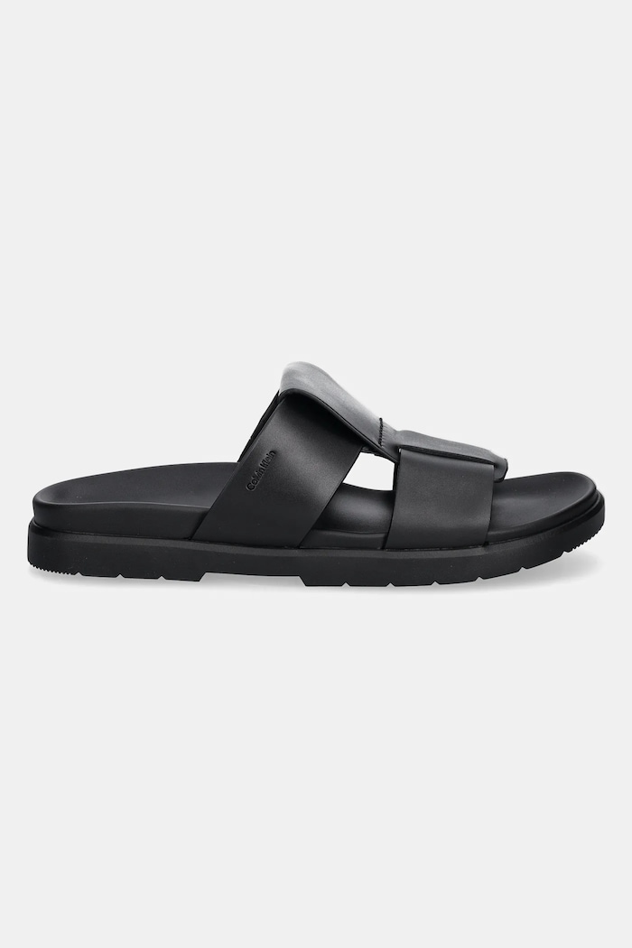 Pantofle Calvin Klein LUG SANDAL DOUBLE T LTH HM0HM01734 černá SS25
