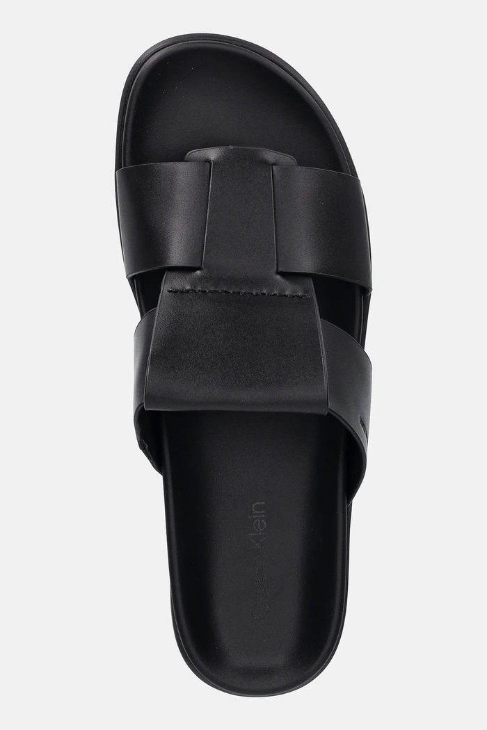 Pantofle Calvin Klein LUG SANDAL DOUBLE T LTH černá HM0HM01734