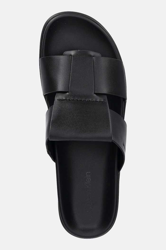 Pantofle Calvin Klein LUG SANDAL DOUBLE T LTH černá HM0HM01734