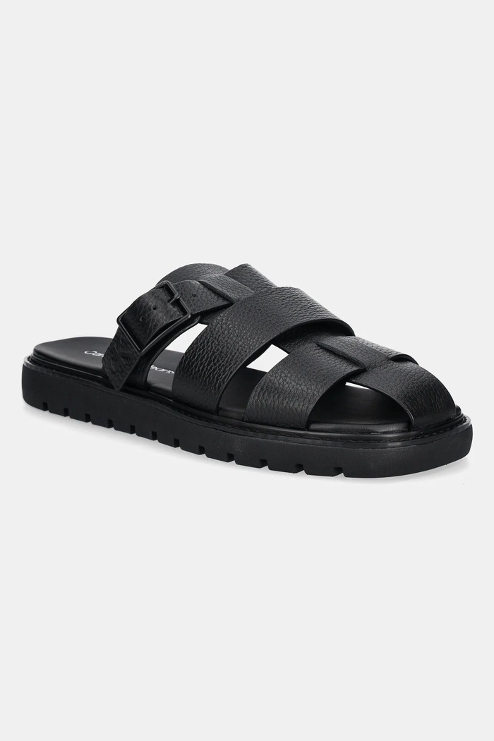 Чехли Calvin Klein Jeans SQ MOLDED SANDAL FISHERMAN гладка кожа черен YM0YM01220