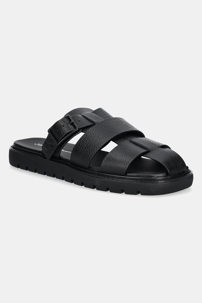Чехли Calvin Klein Jeans SQ MOLDED SANDAL FISHERMAN гладка кожа черен YM0YM01220