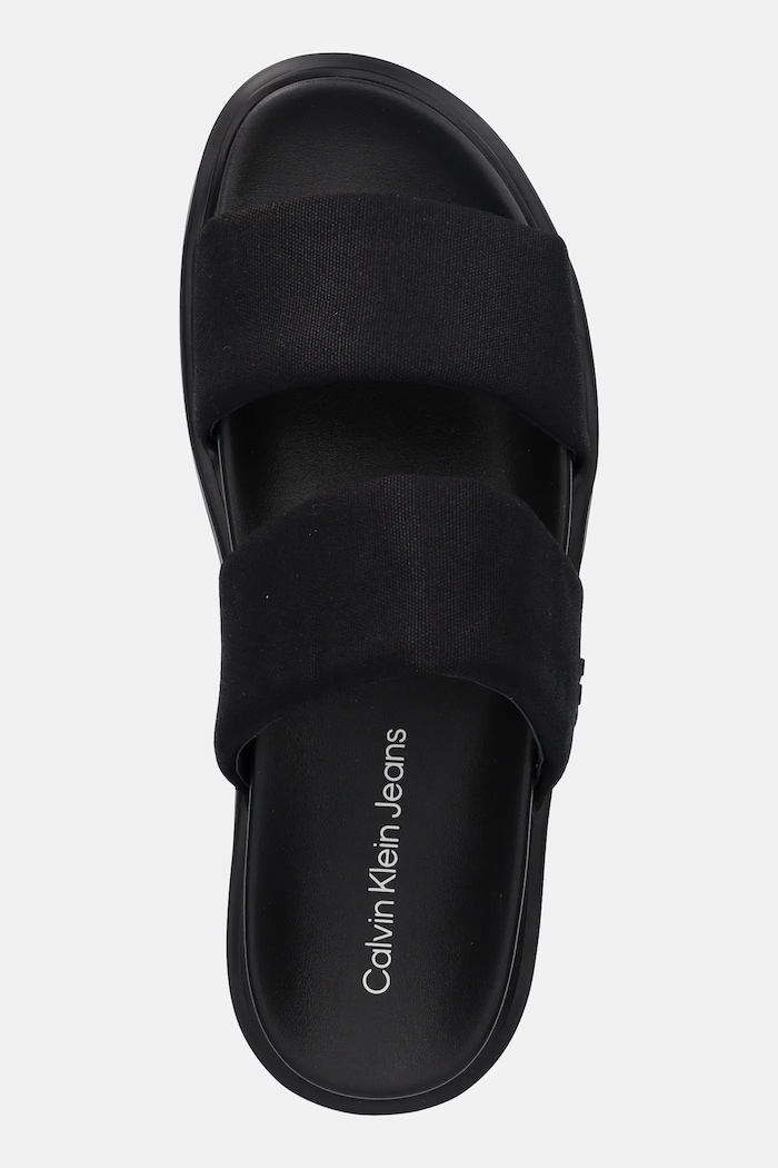 Pantofle Calvin Klein Jeans FLAT MOLDED DBL BAR SANDAL CV černá YM0YM01222