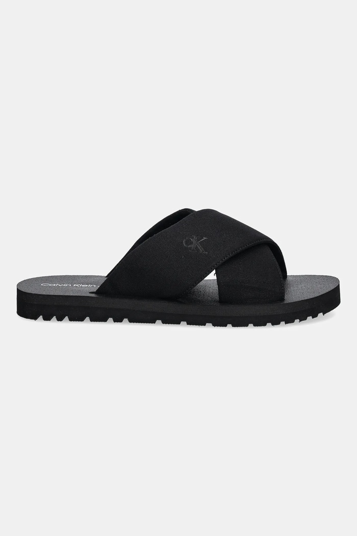 Calvin Klein Jeans papuci CROSS SANDAL CRXS TX YM0YM01223 negru SS25