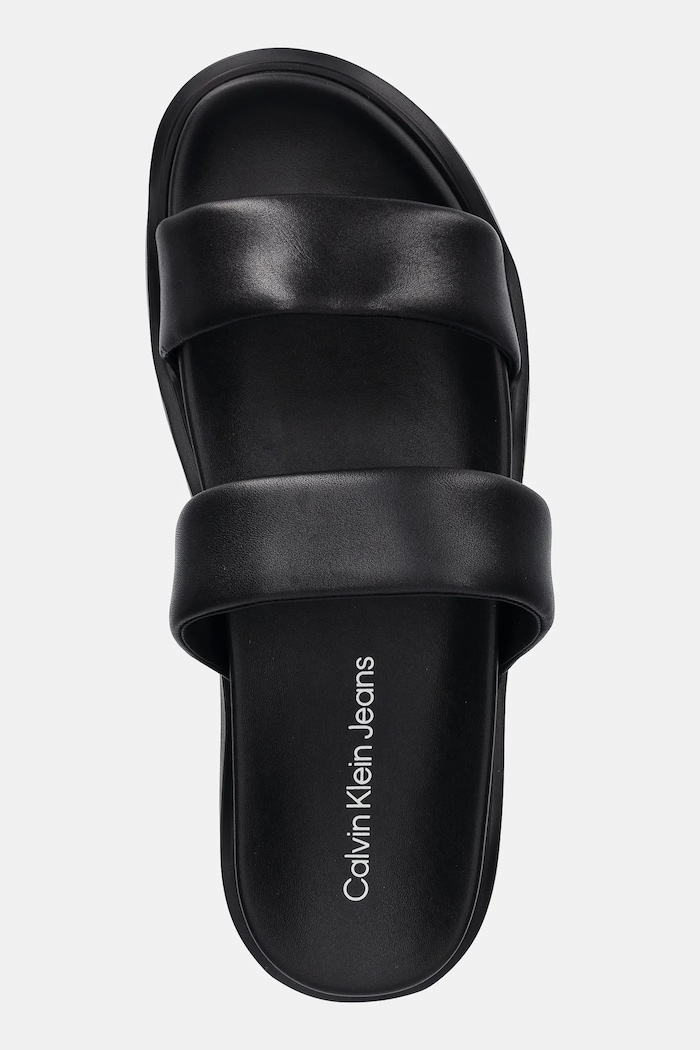 Чехли Calvin Klein Jeans FLAT MOLDED DOUBLEBAR SANDAL LTH черен YM0YM01226