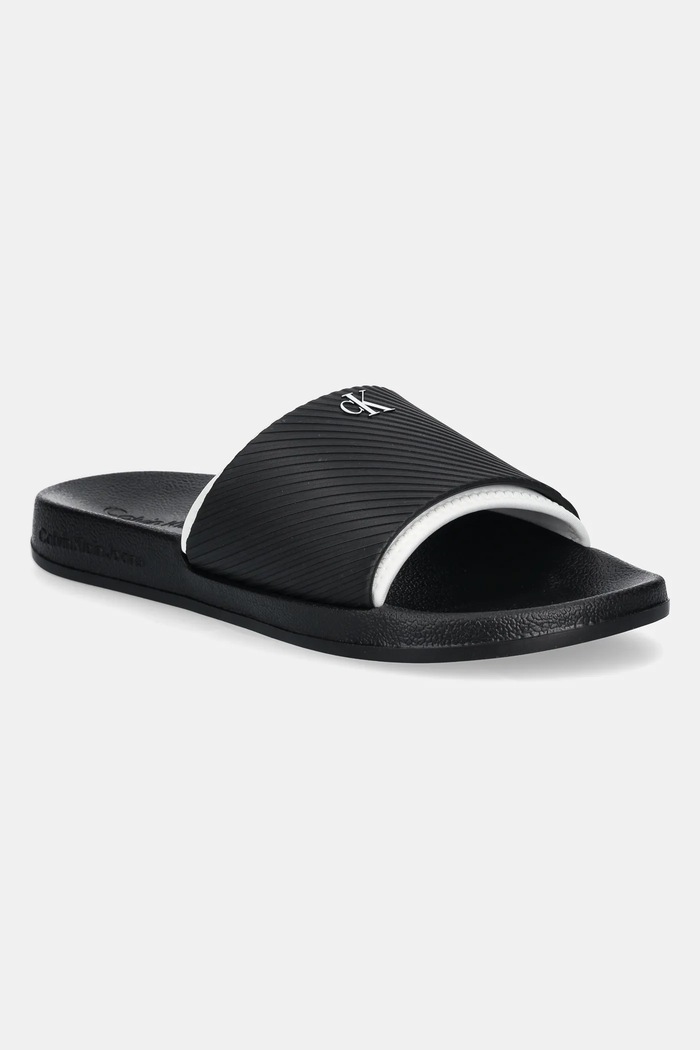 Natikači Calvin Klein Jeans SLIDE RUBBER NEOPRENE TEXT črna YM0YM01234