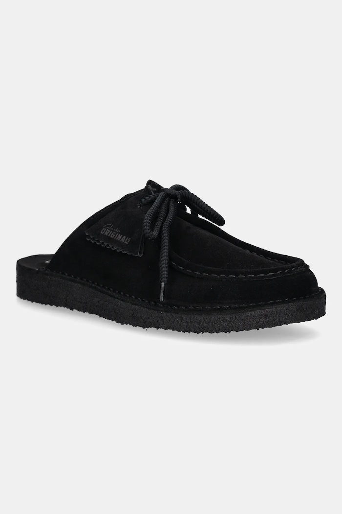 Semišové pantofle Clarks Originals Desert Nomad Mule černá 26180722