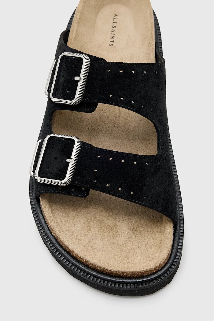 Semišové pantofle AllSaints Randal Sandal AllSaints černá M002FC.BLK