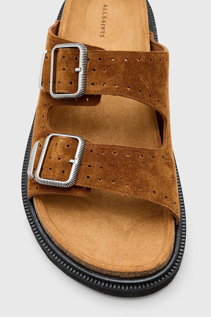 AllSaints papucs velúrból Randal Sandal barna M002FC.TAN