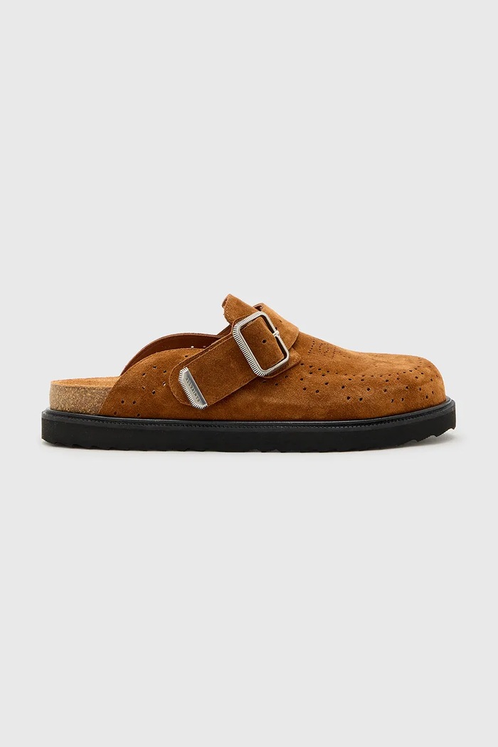 AllSaints Klapki zamszowe Randal Mule brązowy M003FC.TAN