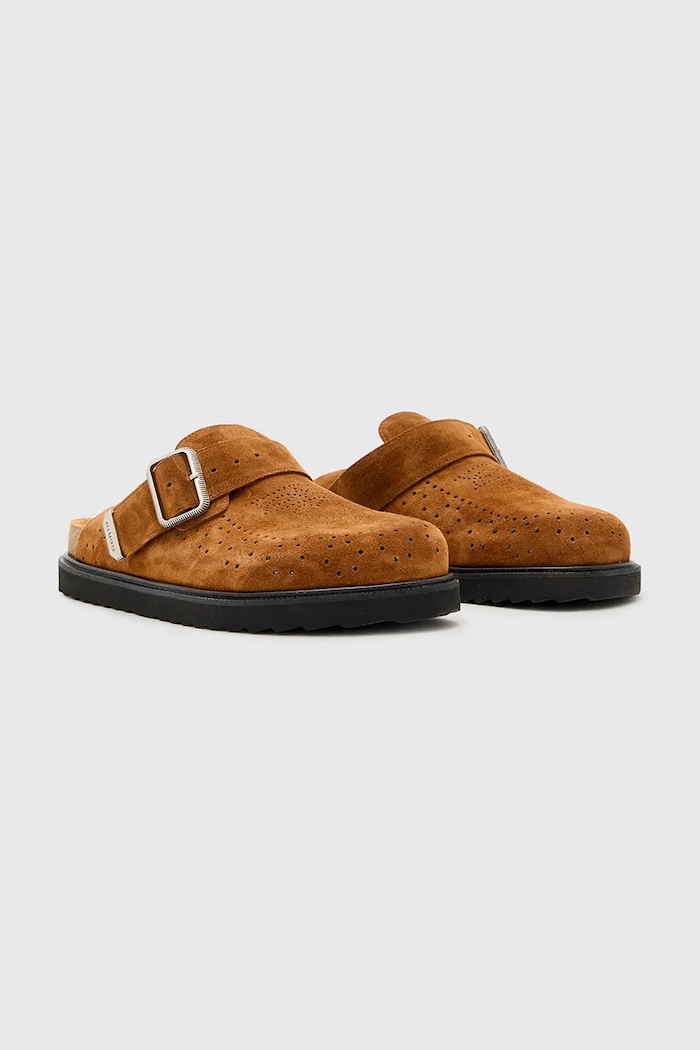 AllSaints Klapki zamszowe Randal Mule M003FC.TAN brązowy SS25
