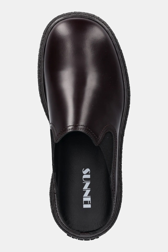 Sunnei ciabatte slide in pelle CEMENTO marrone SHOXFLS009.LTH073.0115