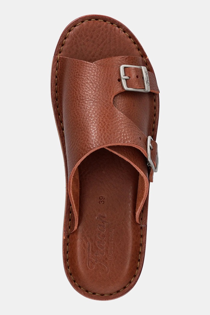 Kožené pantofle Fracap Sandals hnědá D110