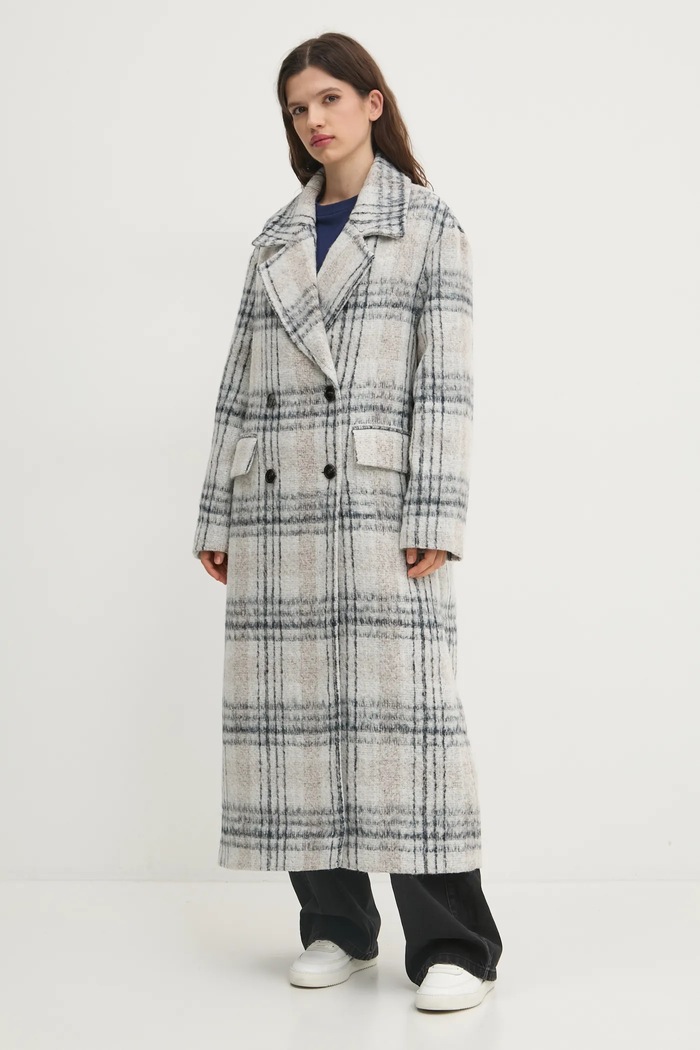 Kabát s příměsí vlny Tommy Jeans DW0DW20553 šedá
