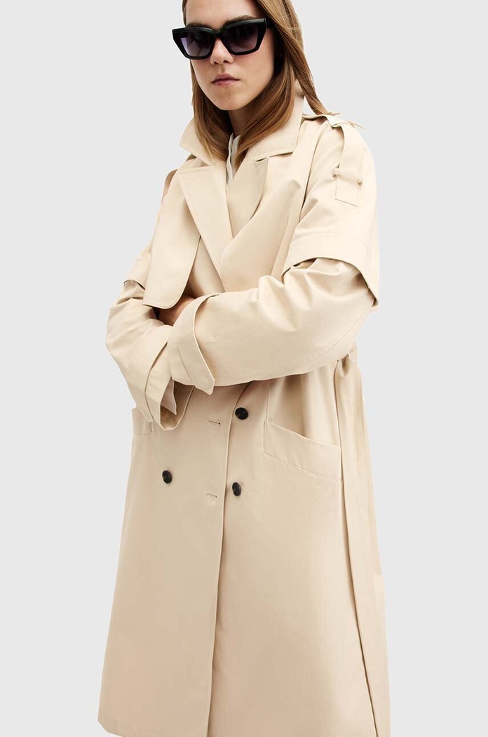 Bavlněný trenčkot AllSaints CLYDE W021OB bílá SS25