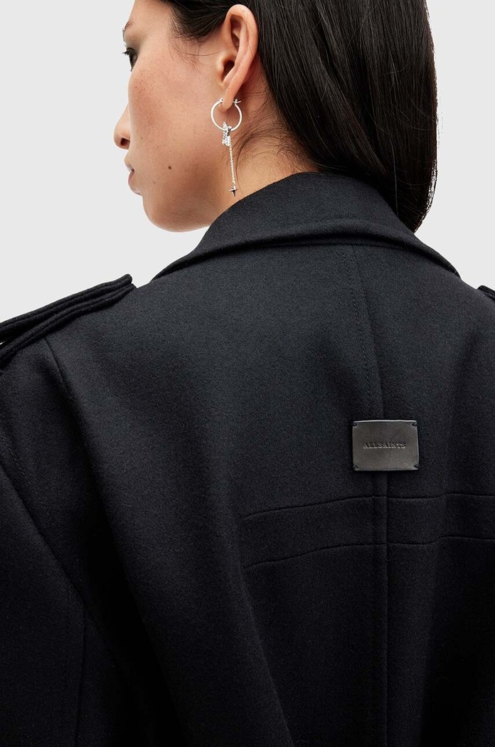 Μάλλινο παλτό AllSaints AUGUSTA μαύρο W058OA