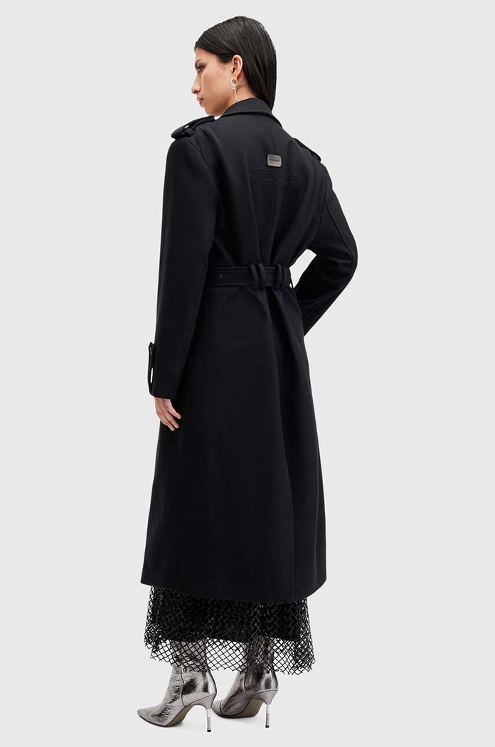 Μάλλινο παλτό AllSaints AUGUSTA W058OA μαύρο
