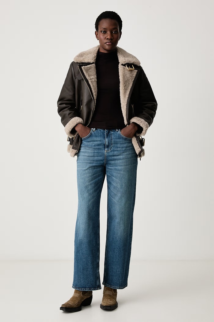AllSaints Ζακέτα γυναικεία δερμάτινη SOLA W120LB καφέ SS26