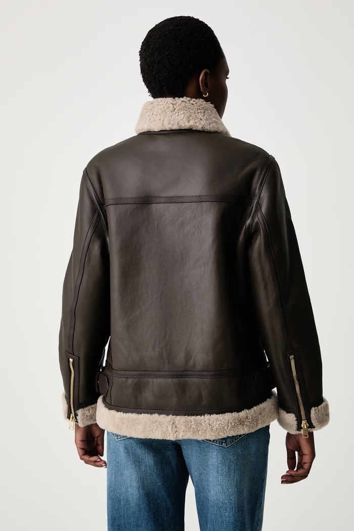 Ρούχα AllSaints Ζακέτα γυναικεία δερμάτινη SOLA W120LB καφέ