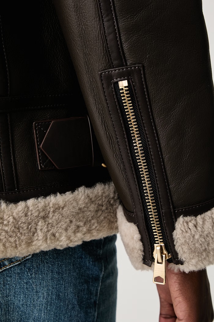 Ζακέτα γυναικεία δερμάτινη SOLA AllSaints καφέ W120LB