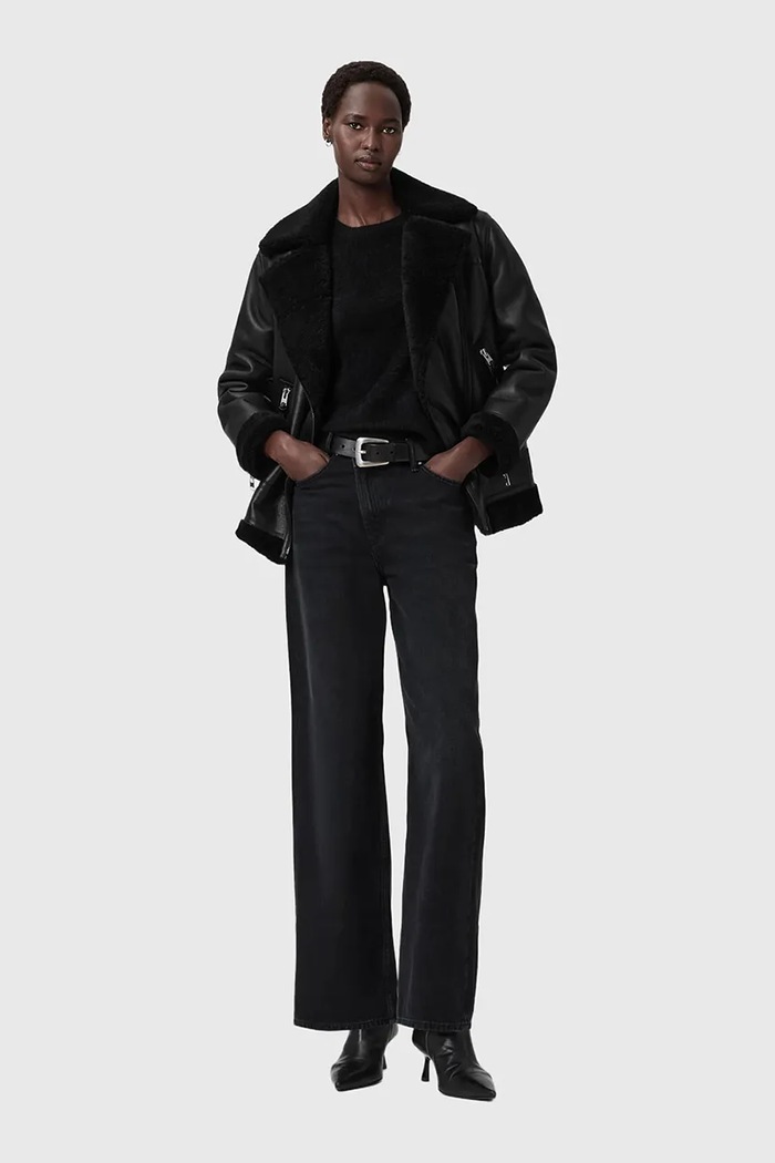 AllSaints kurtka skórzana SOLA czarny W120LB